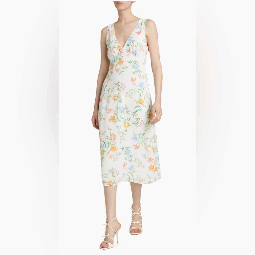 WAYF  Dahlia Floral Midi-Dress Women’s Size Small. Sleeveless Zipper Back NWT